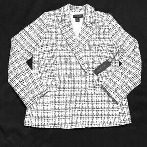 Rachel Zoe Womens Tweed Blazer Large Double Breasted Metallic Accent Lined  NWT